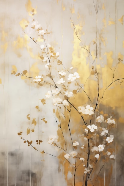 Un art floral élégant sur un fond abstrait doré