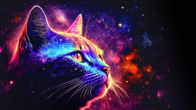 Art de fond coloré de chat 4K PC Desktop