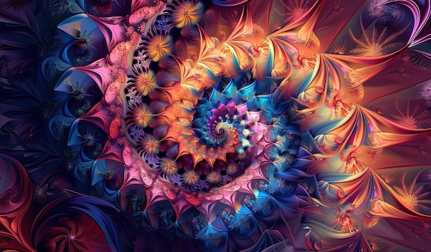 Art fractal numérique hypnotisant avec des couleurs vives