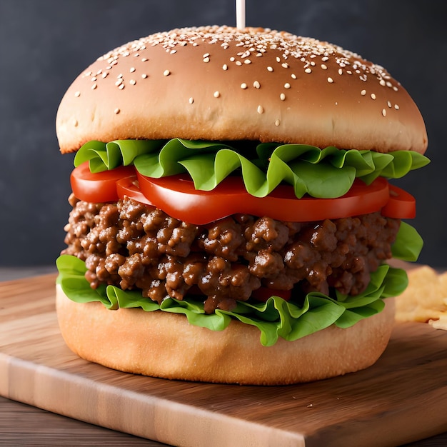 Art génératif délicieux Sloppy Joe Burger par AI