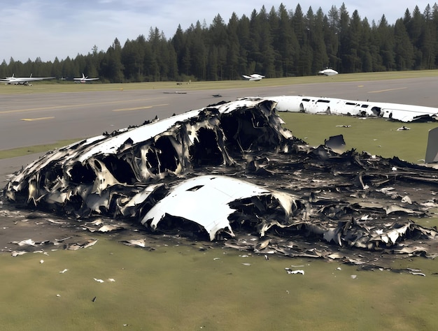 Art génératif du site d'accident d'avion par l'IA