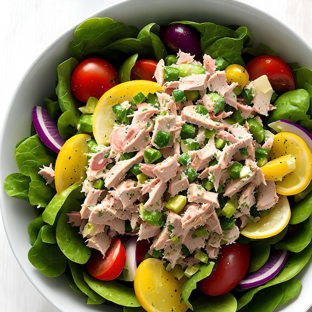 Photo art génératif de salade de légumes au thon par ai