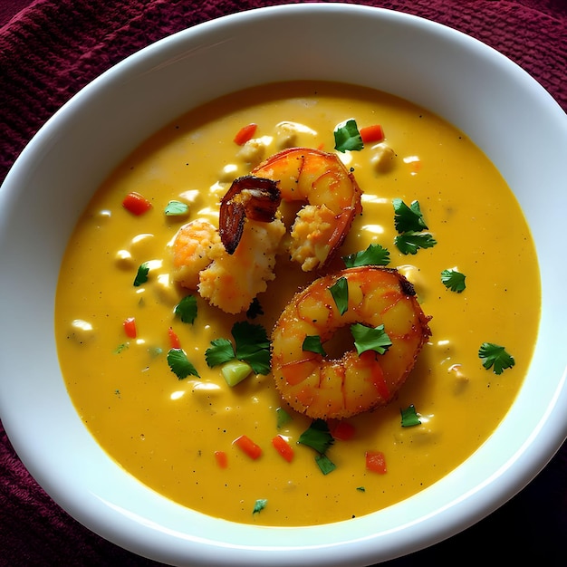 Art génératif de soupe de crevettes à la noix de coco épicée par AI