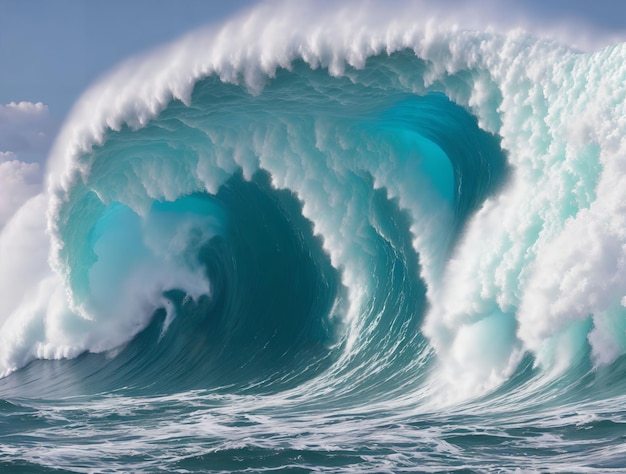 Art génératif des vagues de la mer du grand tsunami par IA