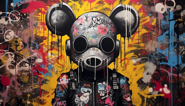Art graffiti cyberpunk dans le style de Banksy