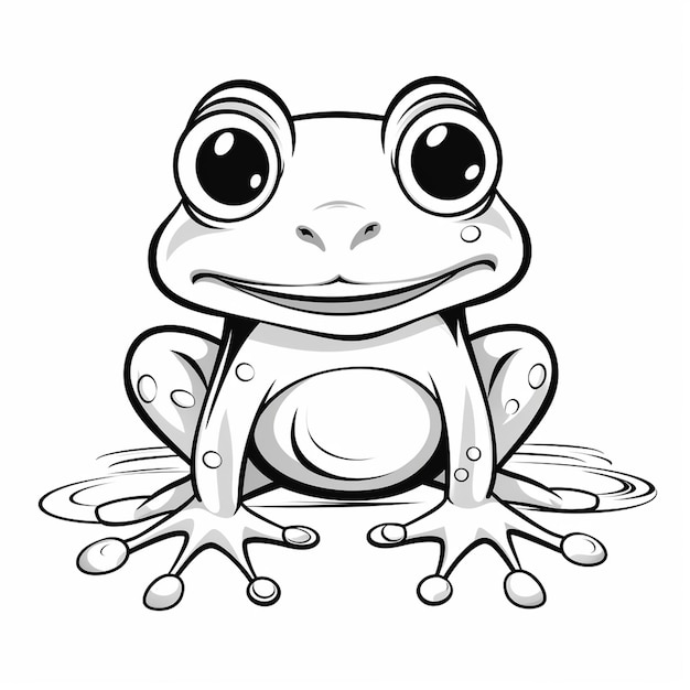 Photo l'art de la grenouille de la piscine dessiné à la main livre de coloriage mignon kawaii art de ligne