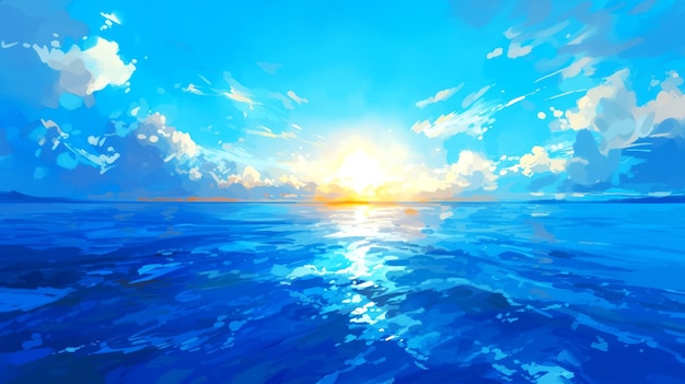 l'art de l'illustration anime paysage sur la plage