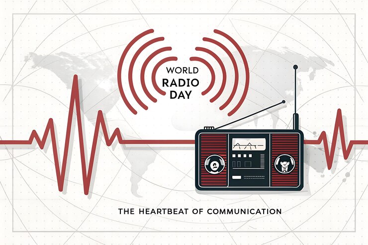 Photo l'art de l'illustration de la journée mondiale de la radio poster des médias sociaux
