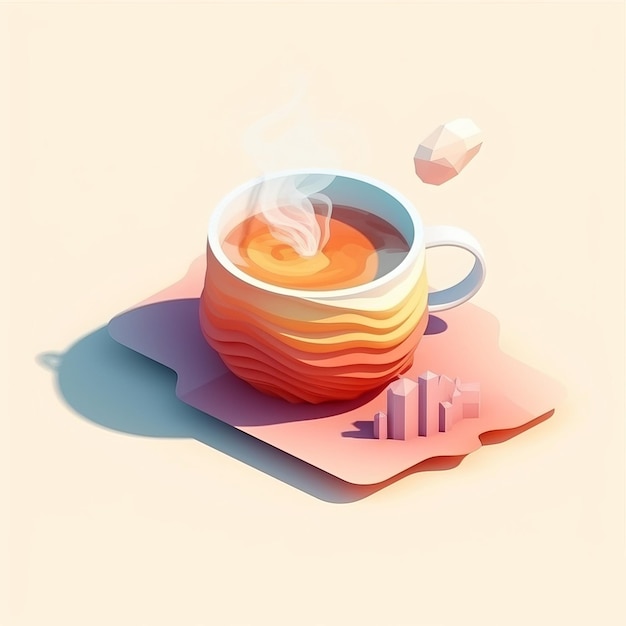 Art isométrique d'une tasse de café