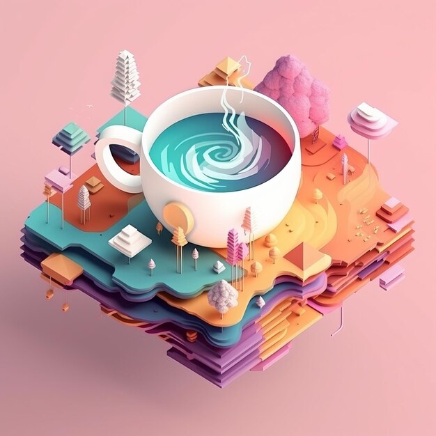 Art isométrique d'une tasse de café