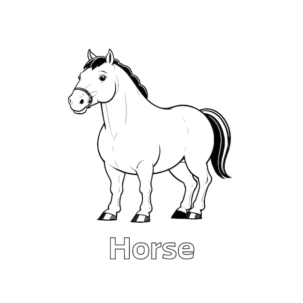 L'art de la ligne du cheval noir et blanc