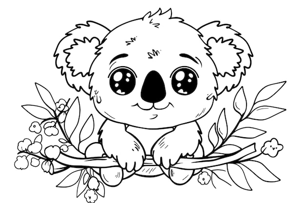 Art en ligne du vecteur de bébé koala