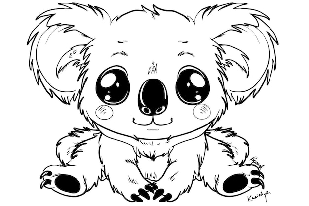 Art en ligne du vecteur de bébé koala