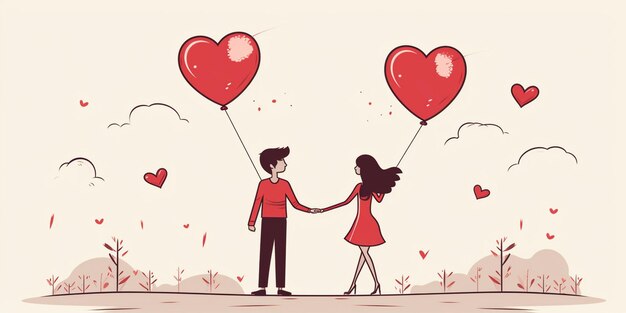 L'art de la ligne illustrations de l'amant mignon illustration des cœurs valentines clipart