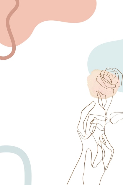 Art de la ligne de la main d'une femme transparente à l'arrière-plan png floral abstrait pastel