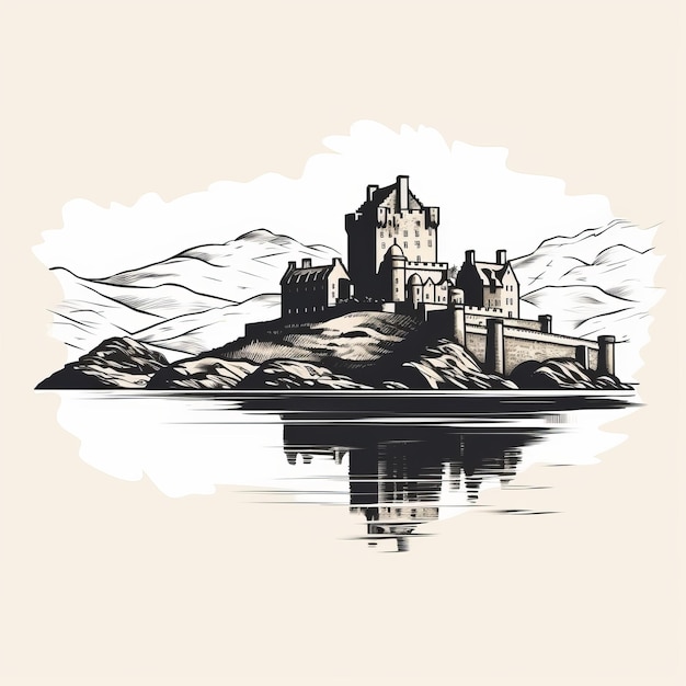 Art de ligne minimaliste du château d'Eilean Donan