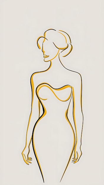 L'art de la ligne minimaliste jaune illustration féminine