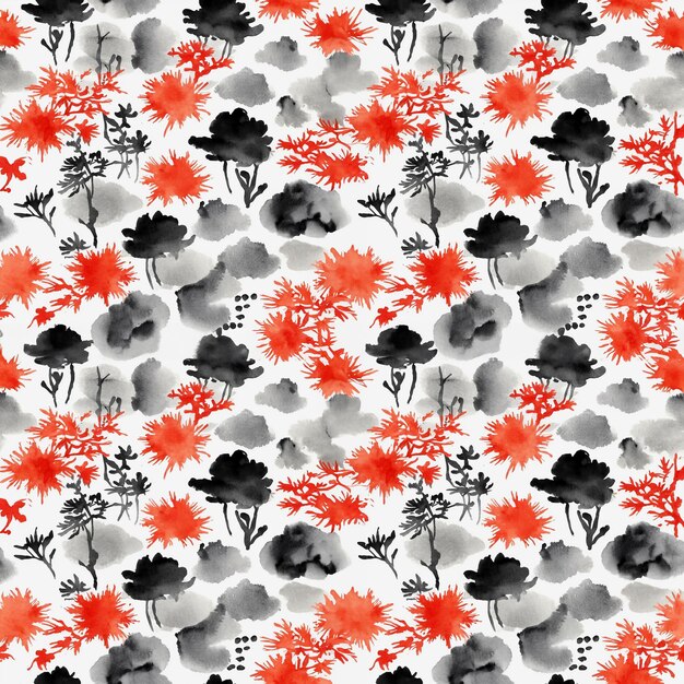 Photo art de ligne de motif floral abstrait sans couture dans le style oriental