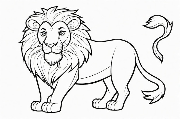 Art en ligne noire Lion mignon pour les enfants Page à colorier