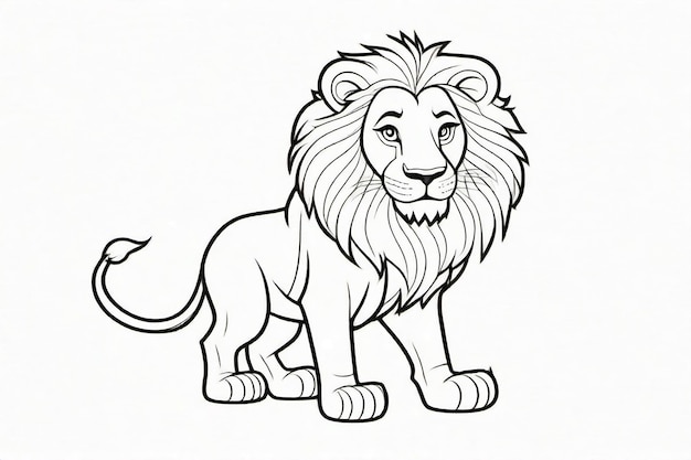 Art en ligne noire Lion mignon pour les enfants Page à colorier