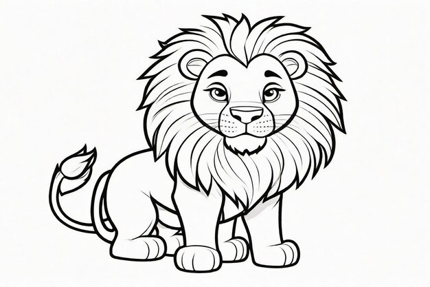 Photo art en ligne noire lion mignon pour les enfants page à colorier