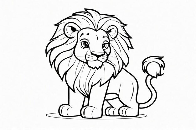 Art en ligne noire Lion mignon pour les enfants Page à colorier