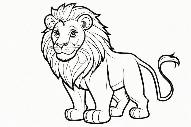 Art en ligne noire Lion mignon pour les enfants Page à colorier