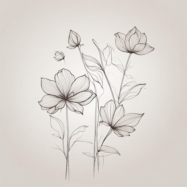 Photo art de ligne simple et minimal design de fleurs