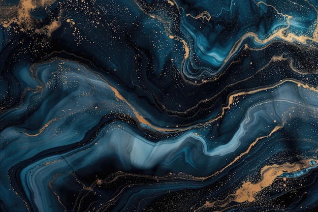 Art de luxe inspiré de l'océan Belle peinture bleue avec de la poudre d'or