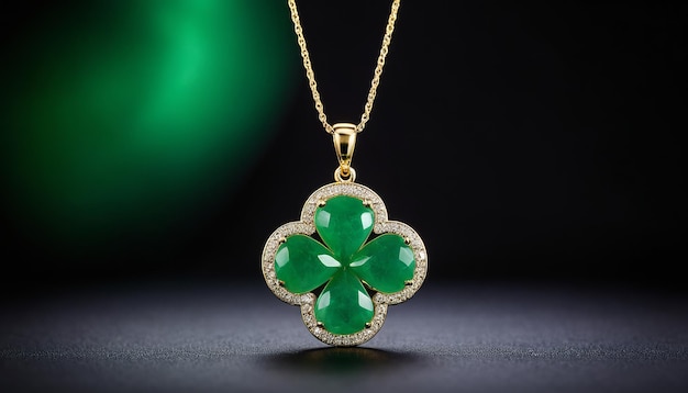 L'art d'un magnifique collier de trèfle et de jade