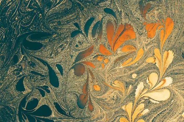 Art de marbrure Ebru avec des motifs de fleurs Modèle de fond abstrait