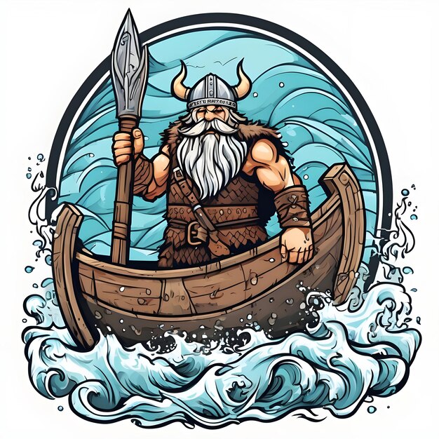 Art d'un modèle d'illustration vectorielle de guerrier viking adapté à la conception de t-shirts logo design logo