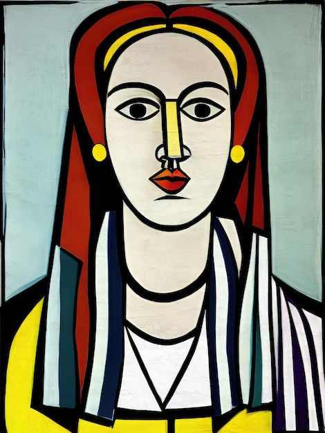 Photo art moderne abstrait picasso style visage de femme humaine art imprimable