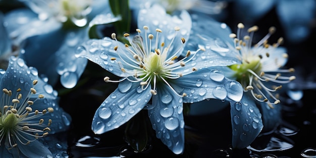 L'art de la nature: des fleurs et des feuilles aux gouttelettes d'eau étincelantes