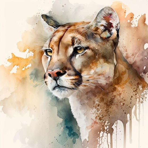 Art numérique créatif Lion aquarelle