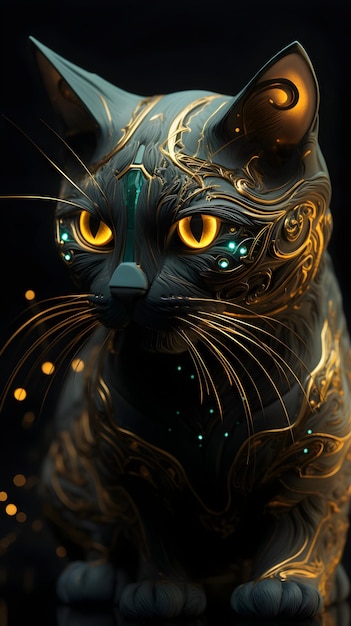 Photo art numérique du chat ou peinture numérique du chat