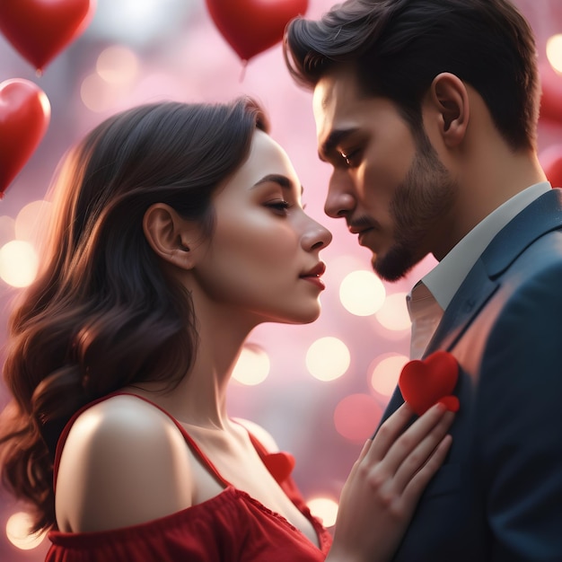 Art numérique du jour de la Saint-Valentin avec un couple romantique