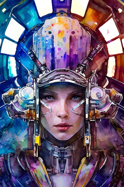 Art numérique de fille robot