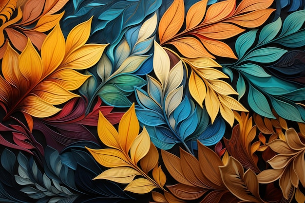 Art numérique moderne abstrait réalisé avec un motif de feuilles colorées