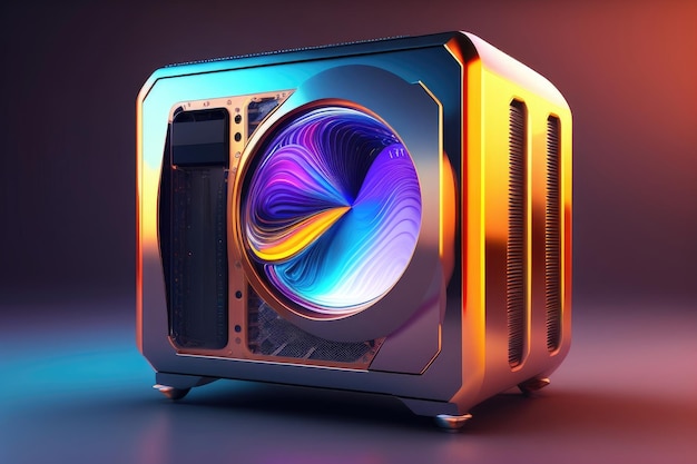 Un art numérique de l'ordinateur central de superordinateur coloré futuriste
