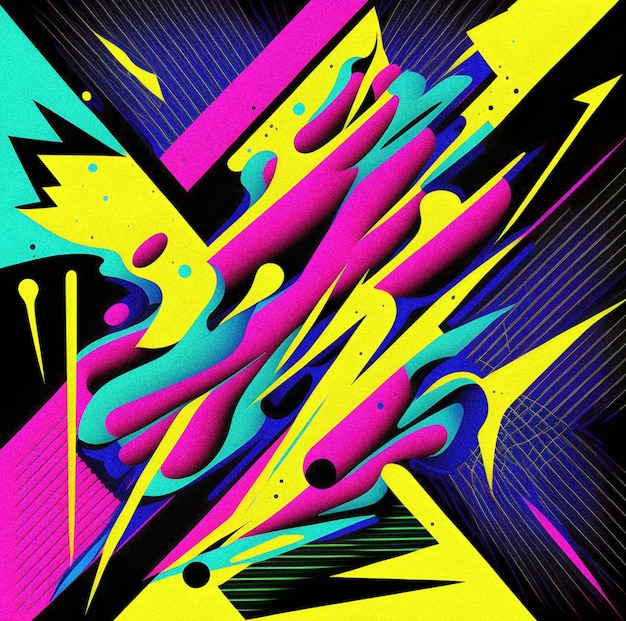 Art numérique pop art néon motif coloré texture granuleuse illustartion