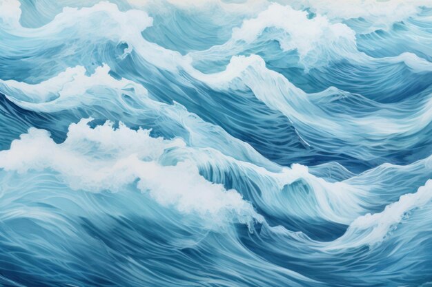 Photo art numérique représentant des vagues azur tranquilles avec de la mousse blanche