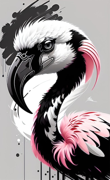 art oiseau flamant rose