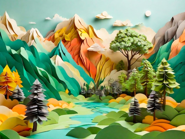 Art sur papier du paysage naturel généré par Ai