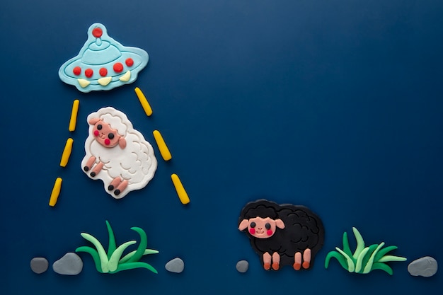 Art de la pâte à modeler avec des moutons kidnappés