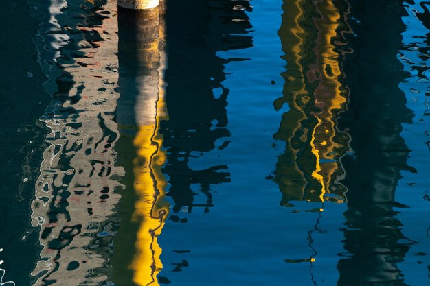 Art photo abstrait avec des reflets dans l'eau du lac plein cadre
