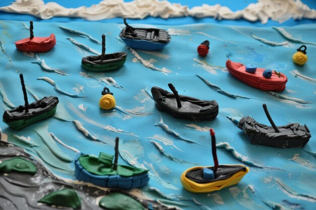 Photo art en plastique représentant un paysage marin avec des bateaux