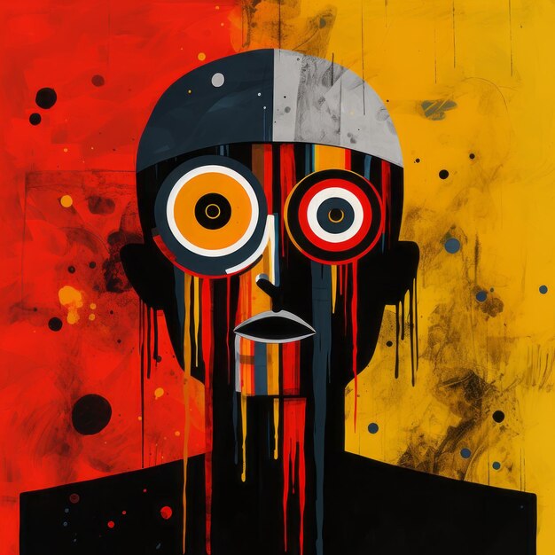 L'art punk coloré l'expressionnisme abstrait avec le cyclope humanoïde