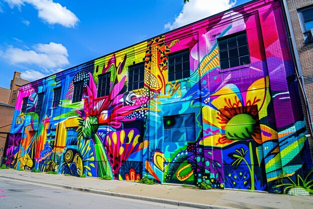 Un art de rue vibrant orne les bâtiments urbains