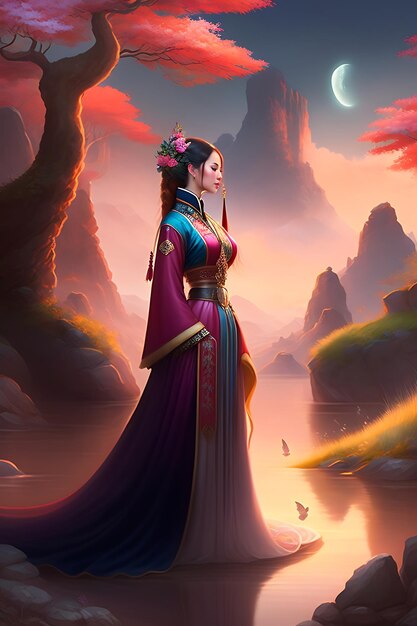 Art de la scène de style fantastique chinois